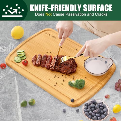 Homaxy Extra Large Bamboo Cutting Boards for Kitchen, 18x12.5" Wood XL Cutting Board with Juice Groove, Butcher Block Wooden Chopping Board for Kitchen, Meat, Cheese, Fruit & Vegetables - Pre Oiled - CookCave