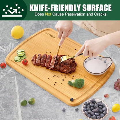 Homaxy Extra Large Bamboo Cutting Boards for Kitchen, 18x12.5" Wood XL Cutting Board with Juice Groove, Butcher Block Wooden Chopping Board for Kitchen, Meat, Cheese, Fruit & Vegetables - Pre Oiled - CookCave