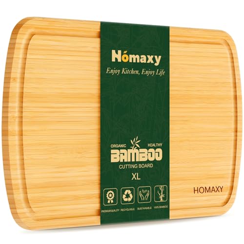 Homaxy Extra Large Bamboo Cutting Boards for Kitchen, 18x12.5" Wood XL Cutting Board with Juice Groove, Butcher Block Wooden Chopping Board for Kitchen, Meat, Cheese, Fruit & Vegetables - Pre Oiled - CookCave