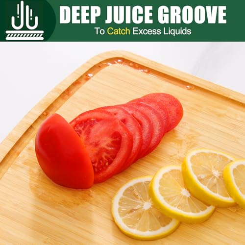 Homaxy Extra Large Bamboo Cutting Boards for Kitchen, 18x12.5" Wood XL Cutting Board with Juice Groove, Butcher Block Wooden Chopping Board for Kitchen, Meat, Cheese, Fruit & Vegetables - Pre Oiled - CookCave