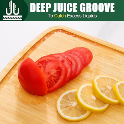 Homaxy Extra Large Bamboo Cutting Boards for Kitchen, 18x12.5" Wood XL Cutting Board with Juice Groove, Butcher Block Wooden Chopping Board for Kitchen, Meat, Cheese, Fruit & Vegetables - Pre Oiled - CookCave