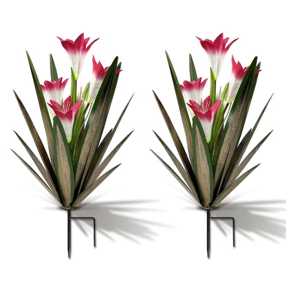 Homight Metal Agave Plant Outdoor Decoration Outdoor Garden Decoration Lily Mexican Yard Art Plant Garden Agave Lily Decorative Garden Gift… (2 Big Red Lilies) - CookCave