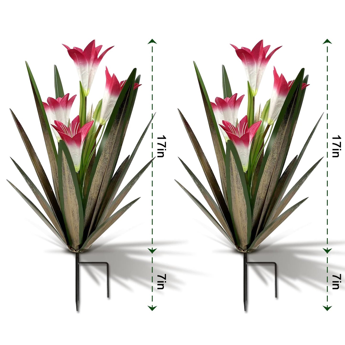 Homight Metal Agave Plant Outdoor Decoration Outdoor Garden Decoration Lily Mexican Yard Art Plant Garden Agave Lily Decorative Garden Gift… (2 Big Red Lilies) - CookCave