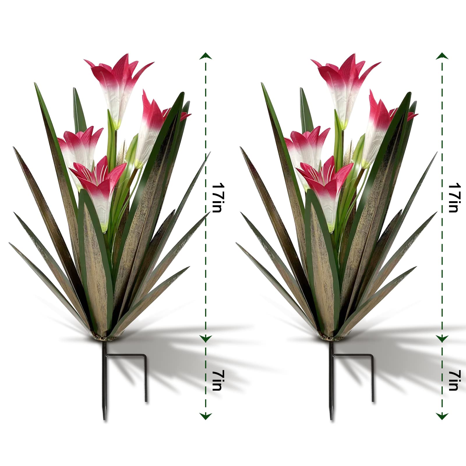 Homight Metal Agave Plant Outdoor Decoration Outdoor Garden Decoration Lily Mexican Yard Art Plant Garden Agave Lily Decorative Garden Gift… (2 Big Red Lilies) - CookCave