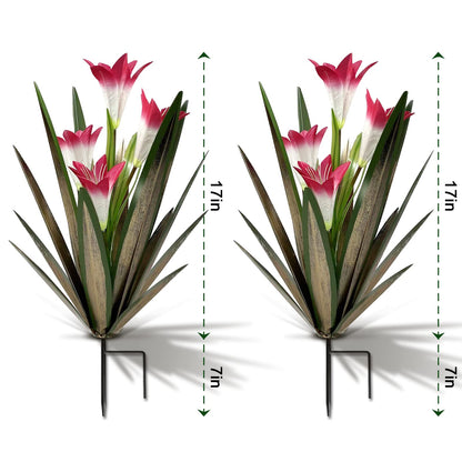 Homight Metal Agave Plant Outdoor Decoration Outdoor Garden Decoration Lily Mexican Yard Art Plant Garden Agave Lily Decorative Garden Gift… (2 Big Red Lilies) - CookCave