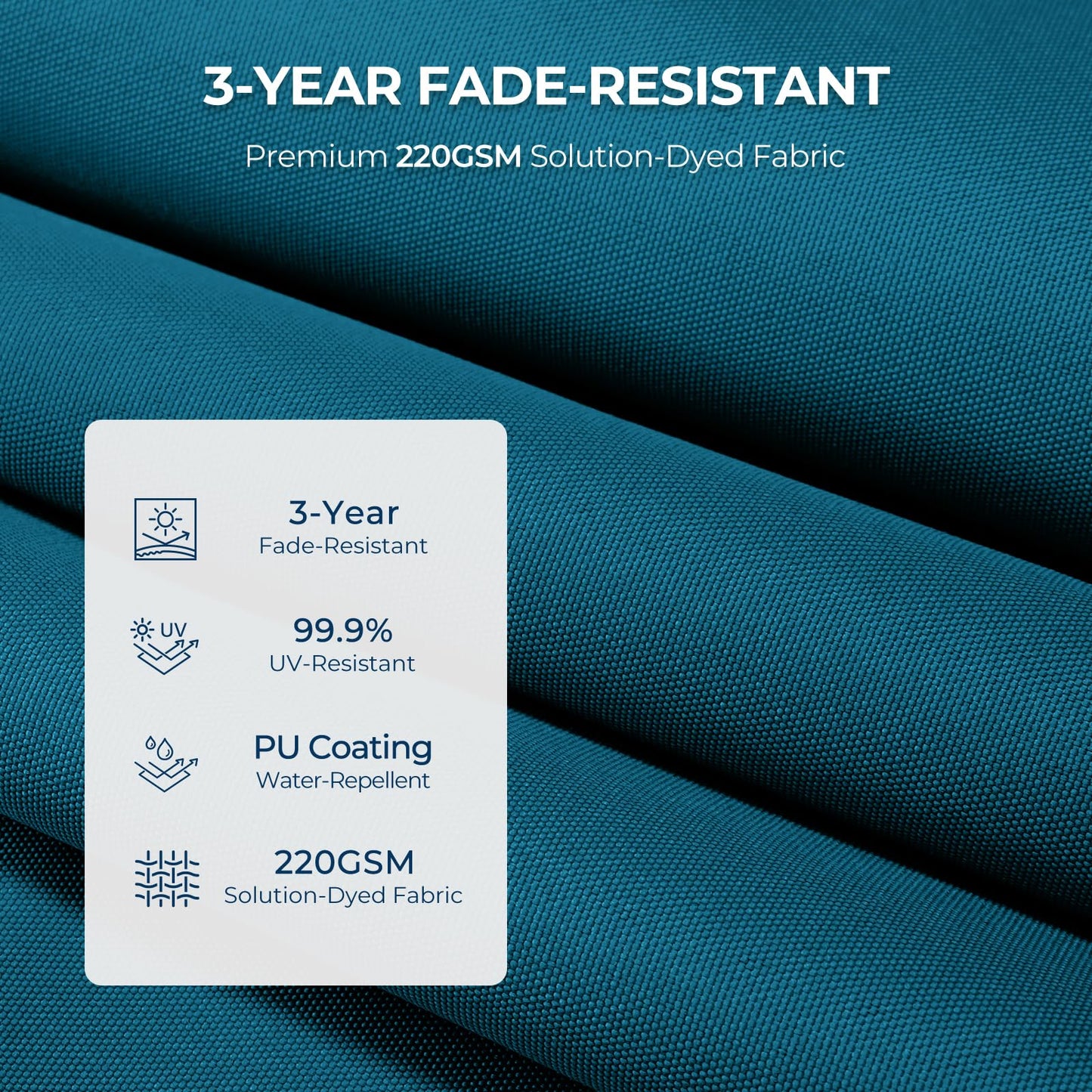 HOMSHADE 9ft Outdoor Patio Umbrella - Market Table Pool Deck Umbrella UPF50+ UV Protection with Push Button Tilt, Crank and 8 Sturdy Ribs (Peacock Blue, No base) - CookCave