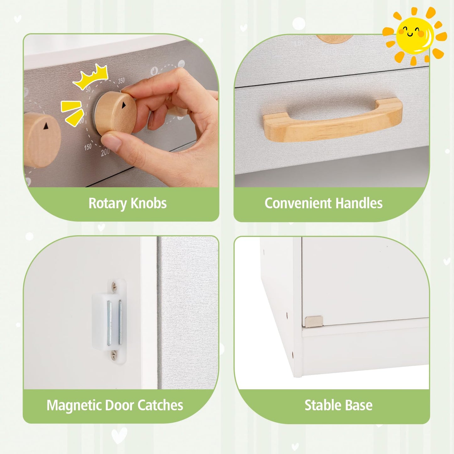 HONEY JOY Corner Kids Kitchen Playset, Ultimate Wooden Play Kitchen for Toddlers, Washing Machine, Ice Maker, Sink, Microwave, Little Chef Pretend Play Toy Kitchen Set, Gift for Boys Girls, White - CookCave