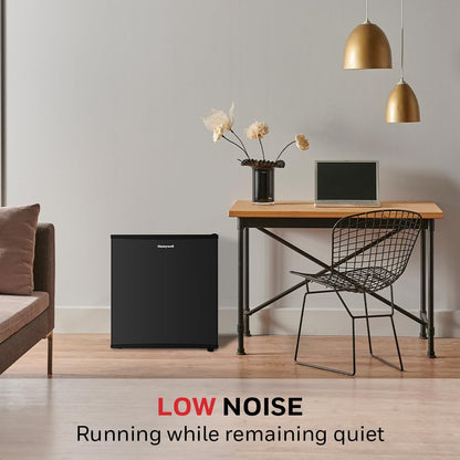 Honeywell Compact Refrigerator 1.6 Cu Ft Mini Fridge with Freezer, Single Door, Low noise, for Bedroom, Office, Dorm with Adjustable Temperature Settings, Black - CookCave