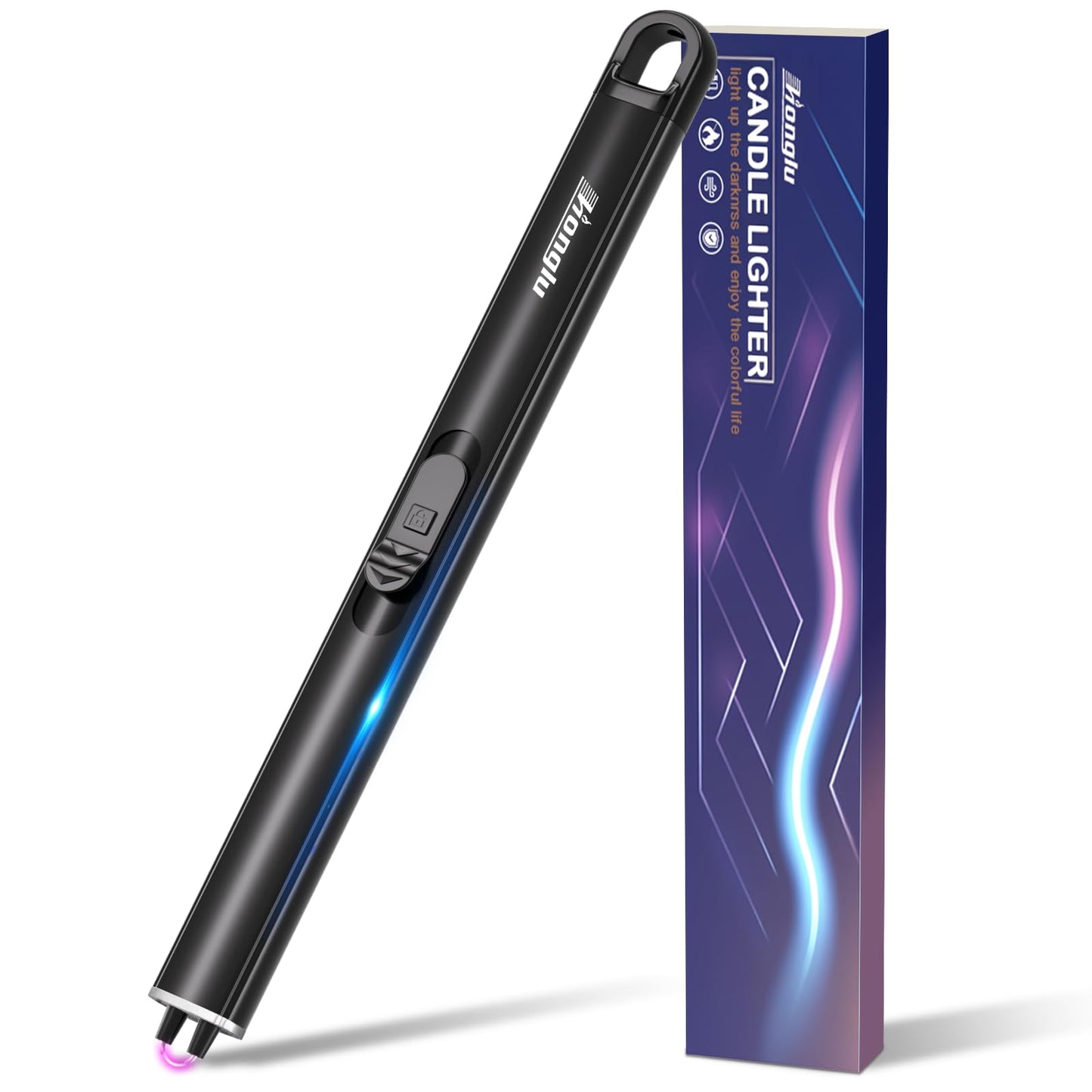 honglu Lighter Electric Lighter, Candle lighters, USB Plasma Long Arc Lighters Rechargeable Safety Lock for Cooking BBQs Fireworks No Butane Fuel - Black - CookCave