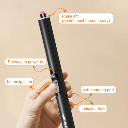 honglu Lighter Electric Lighter, Candle lighters, USB Plasma Long Arc Lighters Rechargeable Safety Lock for Cooking BBQs Fireworks No Butane Fuel - Black - CookCave