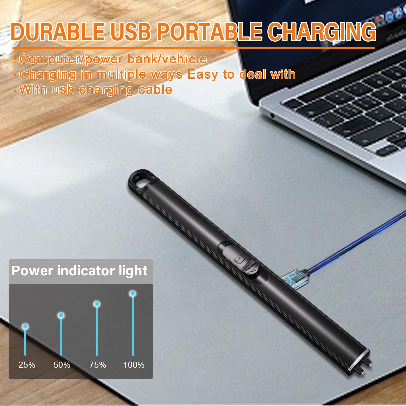 honglu Lighter Electric Lighter, Candle lighters, USB Plasma Long Arc Lighters Rechargeable Safety Lock for Cooking BBQs Fireworks No Butane Fuel - Black - CookCave