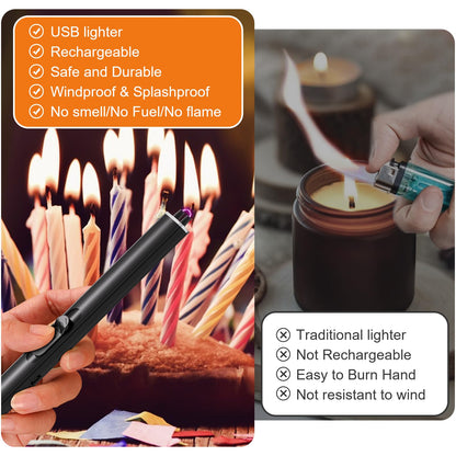 honglu Lighter Electric Lighter, Candle lighters, USB Plasma Long Arc Lighters Rechargeable Safety Lock for Cooking BBQs Fireworks No Butane Fuel - Black - CookCave