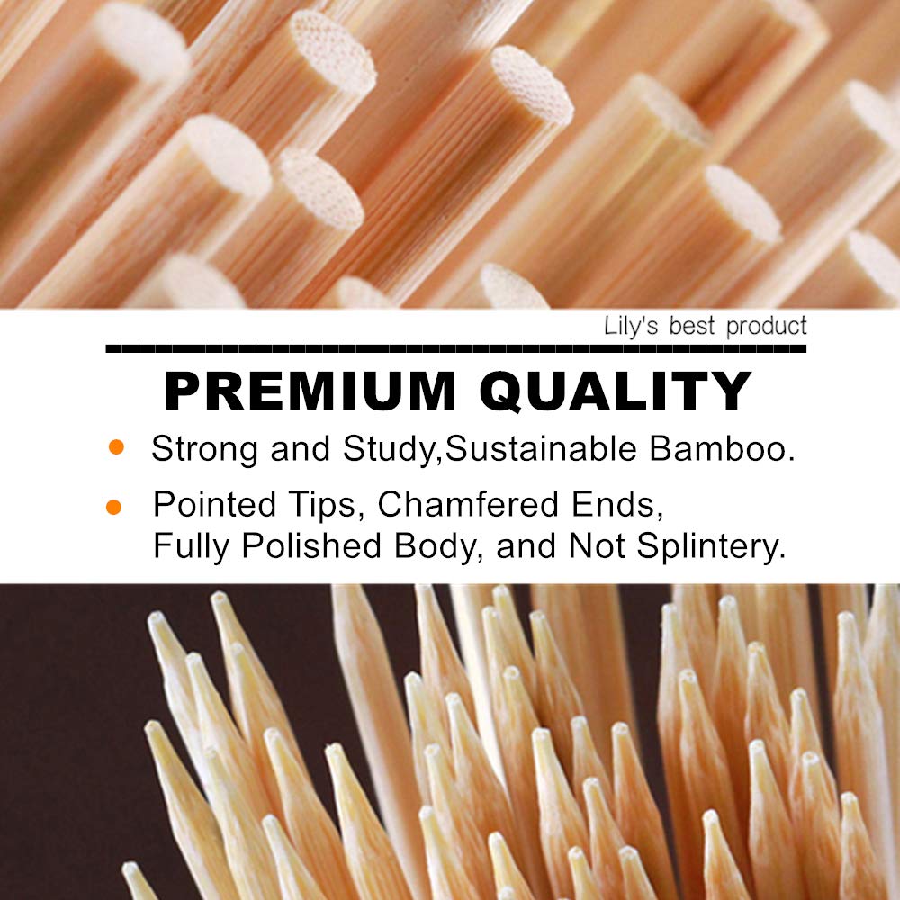 HOPELF 12" Natural Bamboo Skewers for BBQ，Appetiser，Fruit，Cocktail，Kabob，Chocolate Fountain，Grilling，Barbecue，Kitchen，Crafting and Party. Φ=4mm, More Size Choices 6"/8"/10"/14"/16"/30"(100 PCS) - CookCave