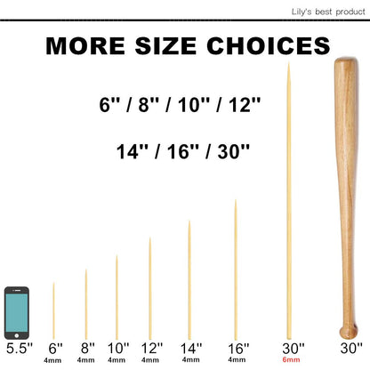 HOPELF 12" Natural Bamboo Skewers for BBQ，Appetiser，Fruit，Cocktail，Kabob，Chocolate Fountain，Grilling，Barbecue，Kitchen，Crafting and Party. Φ=4mm, More Size Choices 6"/8"/10"/14"/16"/30"(100 PCS) - CookCave