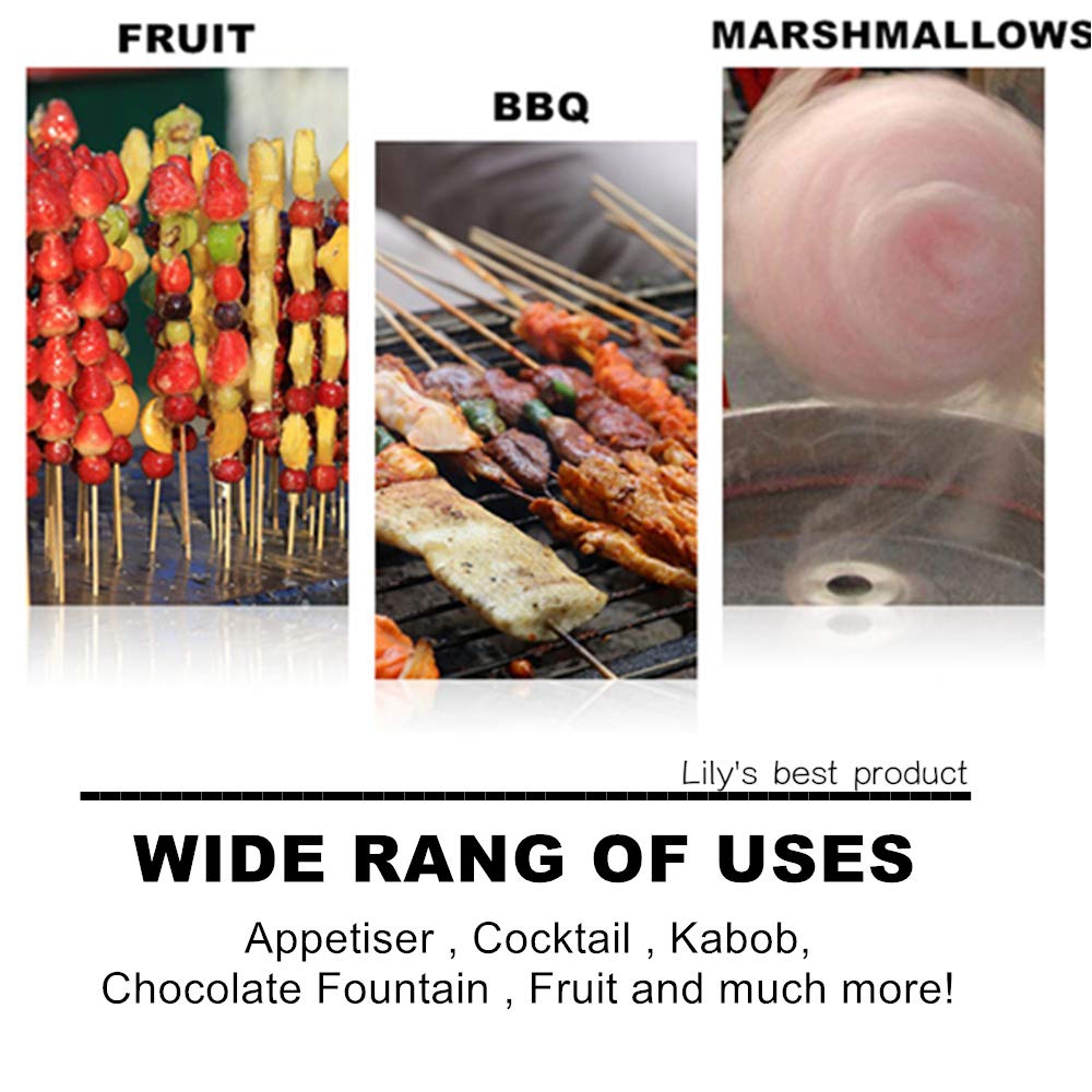 HOPELF 12" Natural Bamboo Skewers for BBQ，Appetiser，Fruit，Cocktail，Kabob，Chocolate Fountain，Grilling，Barbecue，Kitchen，Crafting and Party. Φ=4mm, More Size Choices 6"/8"/10"/14"/16"/30"(100 PCS) - CookCave