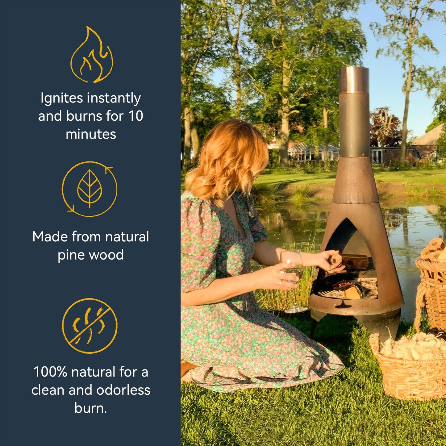 Hosoote 70 pcs Fire Starter - Natural Fire Starters for Fireplace, Pellet Stove & Wood, Campfires, BBQ, Pizza Oven, Fire Pit, Smoker - Fire Starters for Grill, Charcoal Fire Starter for Grill - CookCave