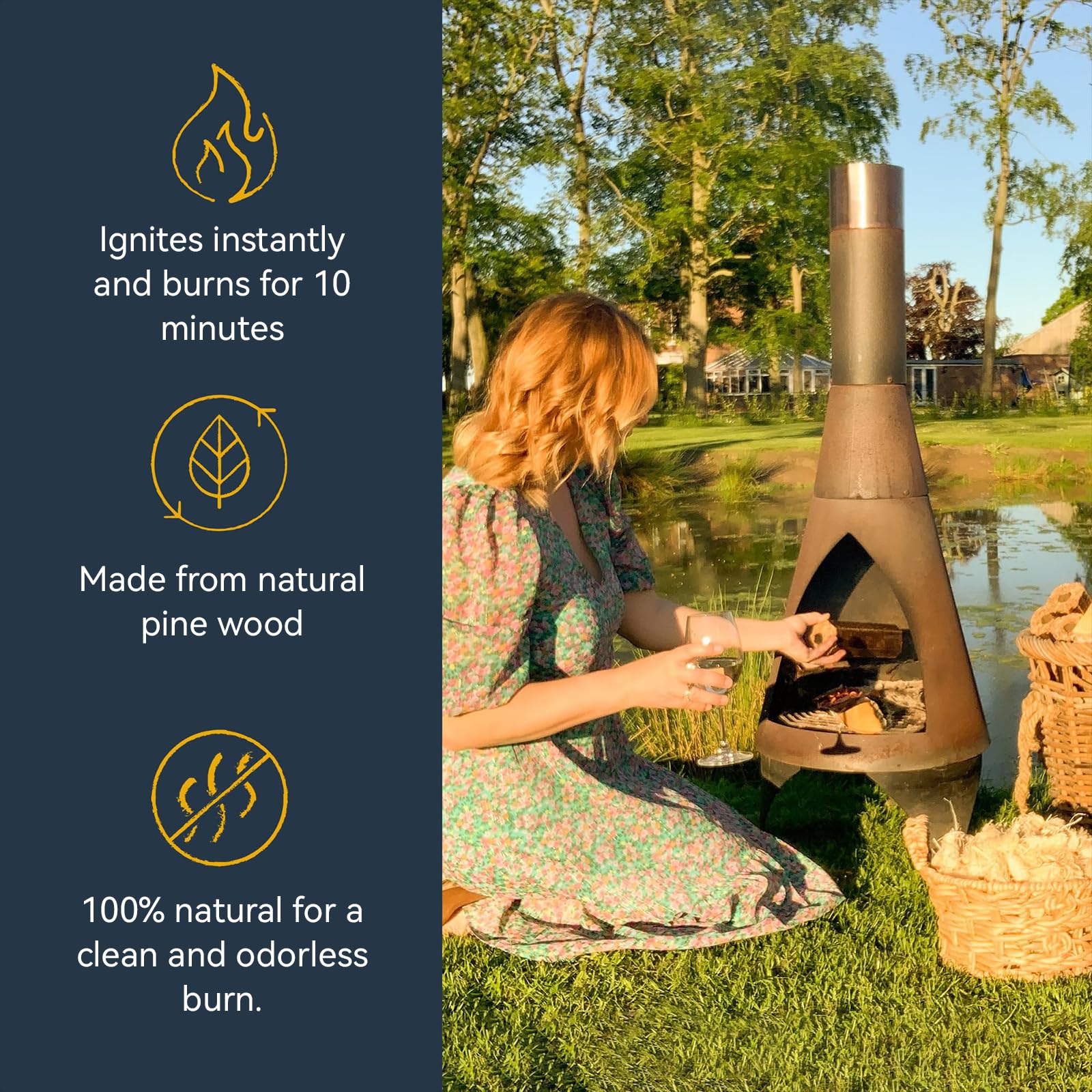 Hosoote 70 pcs Fire Starter - Natural Fire Starters for Fireplace, Pellet Stove & Wood, Campfires, BBQ, Pizza Oven, Fire Pit, Smoker - Fire Starters for Grill, Charcoal Fire Starter for Grill - CookCave