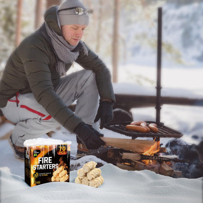 Hosoote 70 pcs Fire Starter - Natural Fire Starters for Fireplace, Pellet Stove & Wood, Campfires, BBQ, Pizza Oven, Fire Pit, Smoker - Fire Starters for Grill, Charcoal Fire Starter for Grill - CookCave