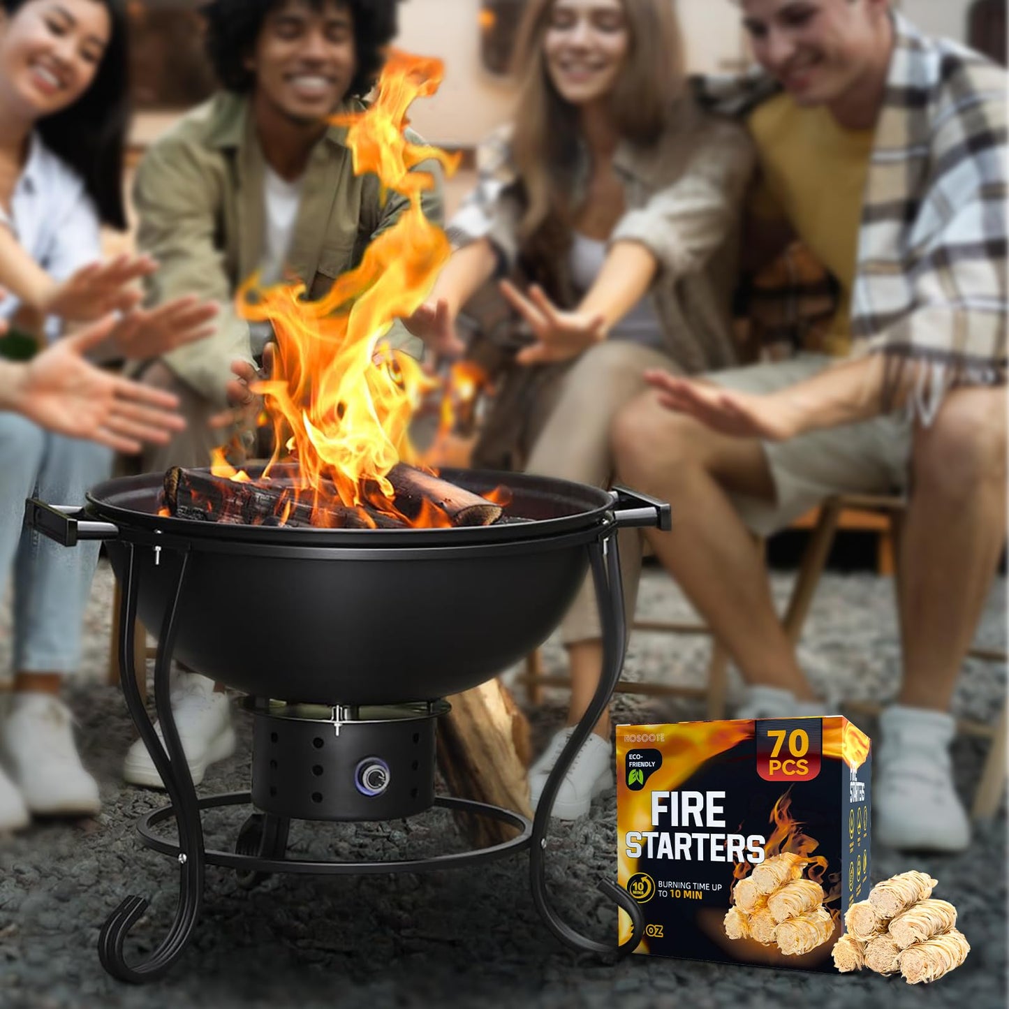 Hosoote 70 pcs Fire Starter - Natural Fire Starters for Fireplace, Pellet Stove & Wood, Campfires, BBQ, Pizza Oven, Fire Pit, Smoker - Fire Starters for Grill, Charcoal Fire Starter for Grill - CookCave