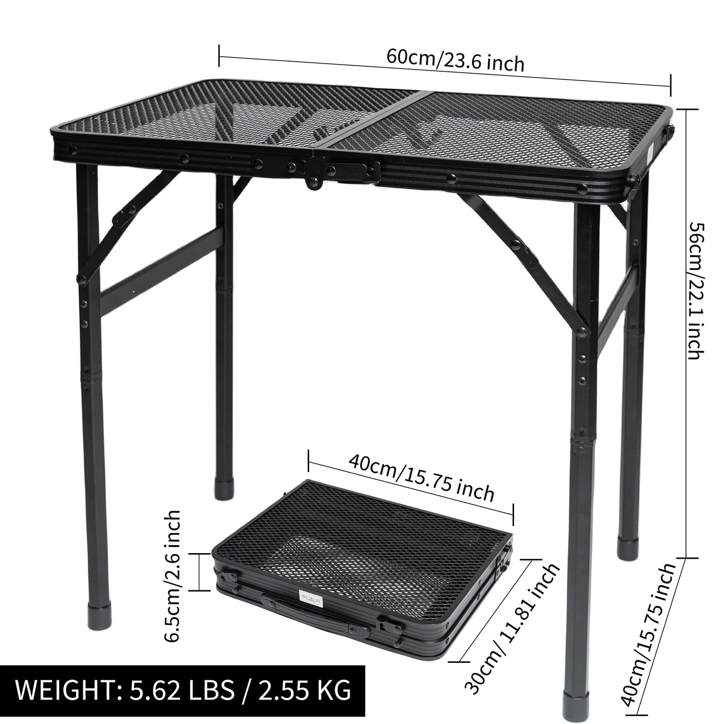 HPC Decor Folding Grill Table-Camping Table with Mesh Desktop,Portable Picnic Table with Carry Handle,27/56cm Height Adjustable Metal Table-Outdoor Grill Table,Folding Table for Outside Inside Use. - CookCave