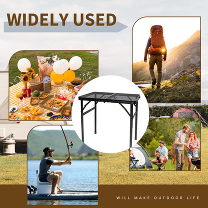 HPC Decor Folding Grill Table-Camping Table with Mesh Desktop,Portable Picnic Table with Carry Handle,27/56cm Height Adjustable Metal Table-Outdoor Grill Table,Folding Table for Outside Inside Use. - CookCave