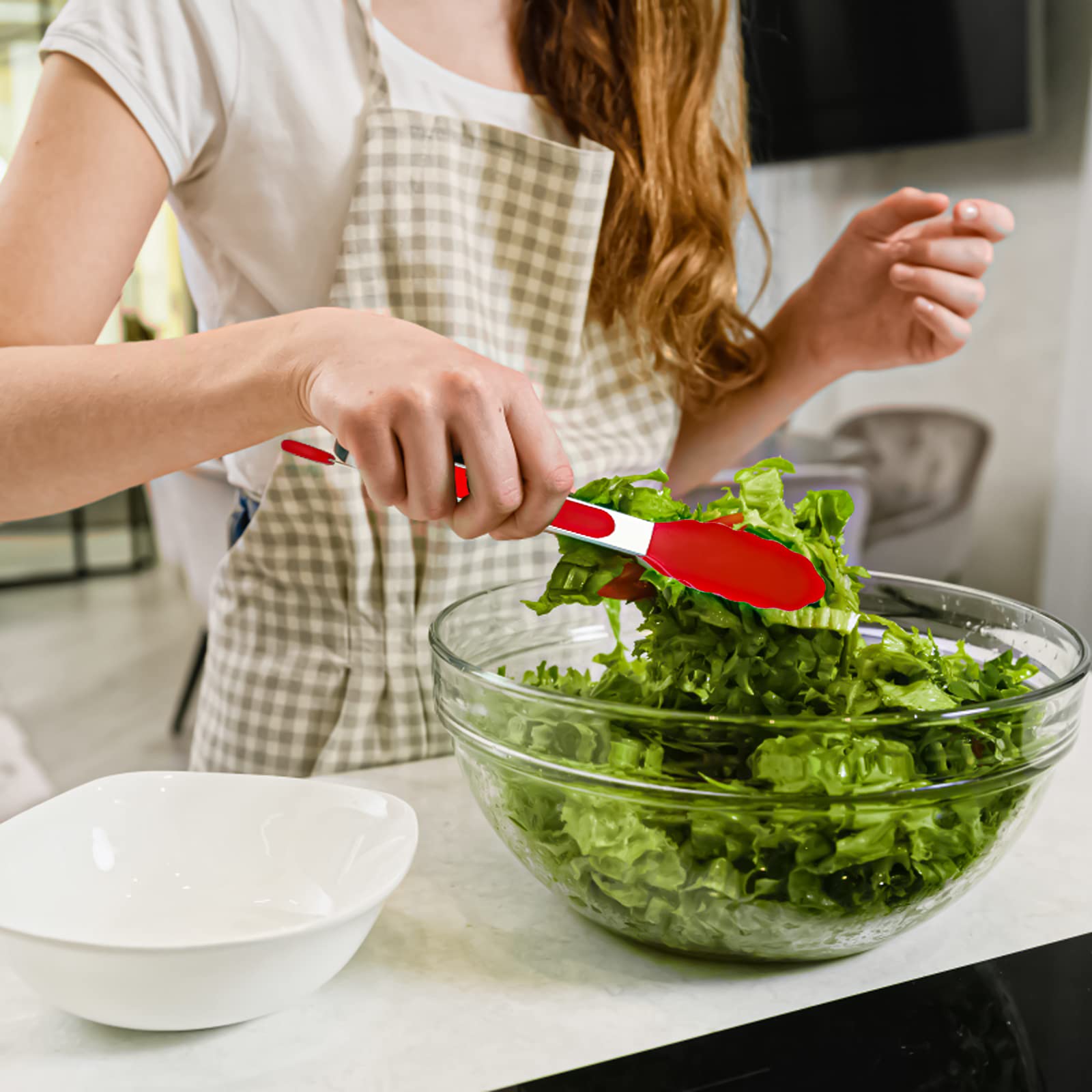 HST 3 Pack Kitchen Tongs, Non Stick Stainless Steel 9 Inch Tongs With Silicone Tip for Cooking BBQ Baking(Red) - CookCave