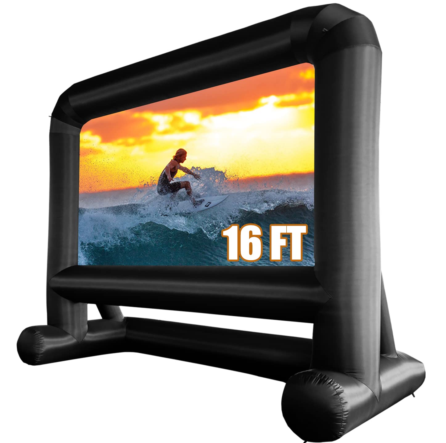 HuaKastro 16 FT Outdoor Inflatable Projector Screen – One-Piece Design, Easy Setup Blow-Up Screen with Quiet Fan, Perfect for Backyard Movie Nights & Events (Stable Base) - CookCave