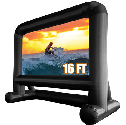 HuaKastro 16 FT Outdoor Inflatable Projector Screen – One-Piece Design, Easy Setup Blow-Up Screen with Quiet Fan, Perfect for Backyard Movie Nights & Events (Stable Base) - CookCave