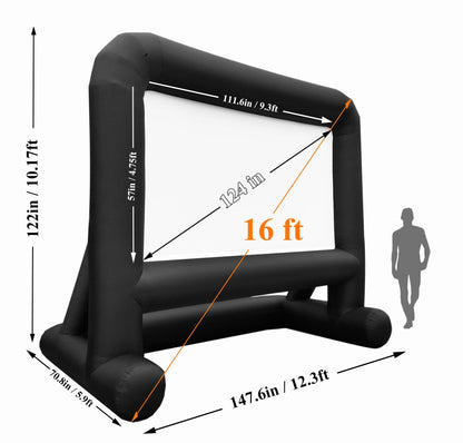 HuaKastro 16 FT Outdoor Inflatable Projector Screen – One-Piece Design, Easy Setup Blow-Up Screen with Quiet Fan, Perfect for Backyard Movie Nights & Events (Stable Base) - CookCave