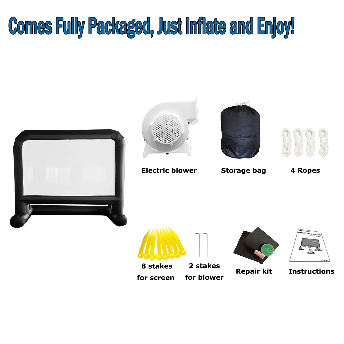 HuaKastro 16 FT Outdoor Inflatable Projector Screen – One-Piece Design, Easy Setup Blow-Up Screen with Quiet Fan, Perfect for Backyard Movie Nights & Events (Stable Base) - CookCave