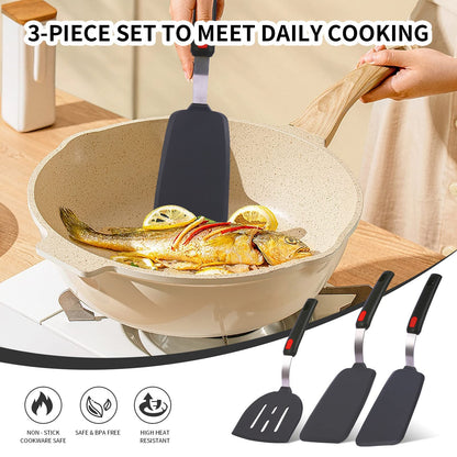 Hvanam Silicone Spatula Turner Set Large And Thin Flipper Spatulas Heat Resistant 600 ° F Slotted Flexible Turner Cooking Utensils For Nonstick Cookware Egg,Pancake,Fish,Omelette,Hamburger (3 Pack) - CookCave