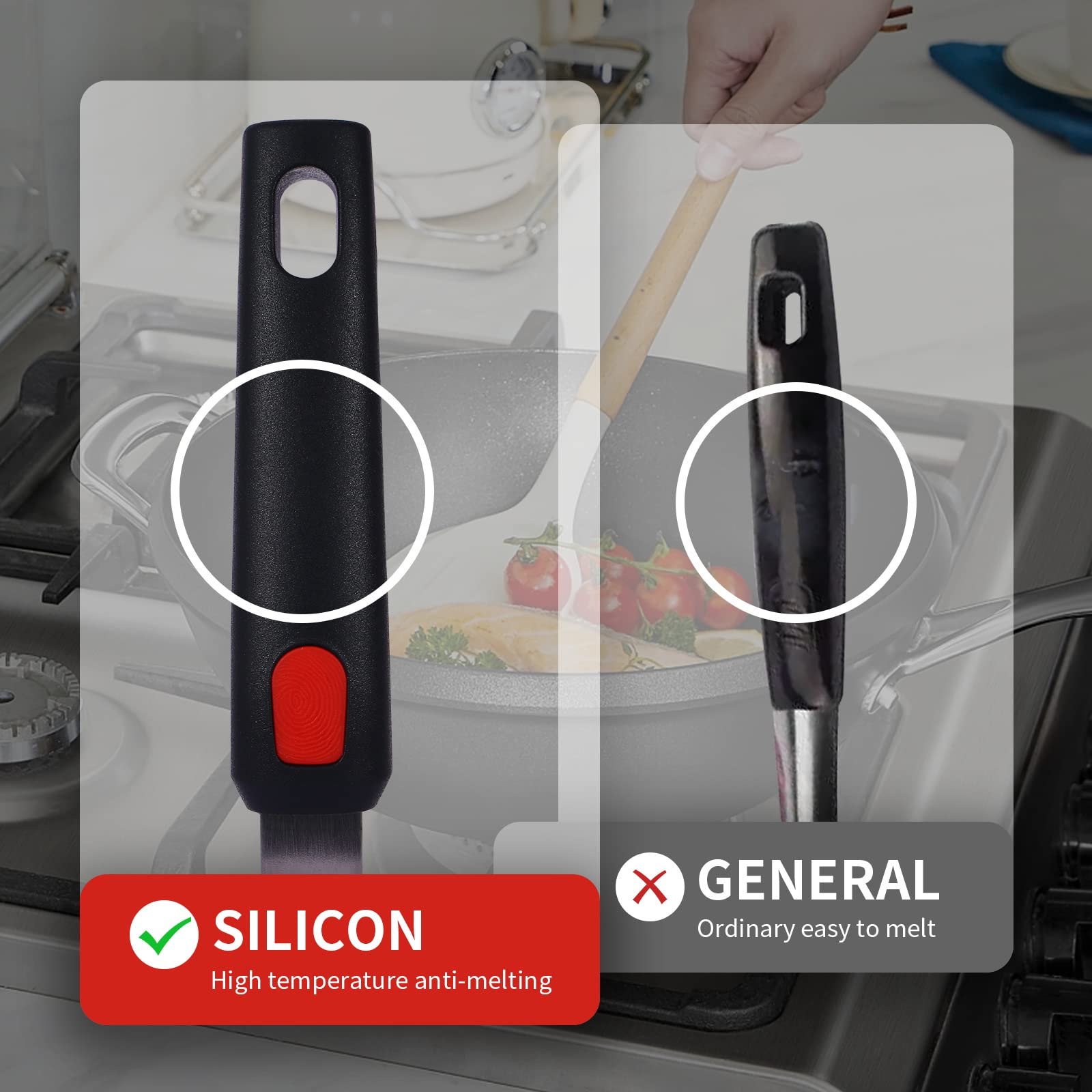 Hvanam Silicone Spatula Turner Set Large And Thin Flipper Spatulas Heat Resistant 600 ° F Slotted Flexible Turner Cooking Utensils For Nonstick Cookware Egg,Pancake,Fish,Omelette,Hamburger (3 Pack) - CookCave