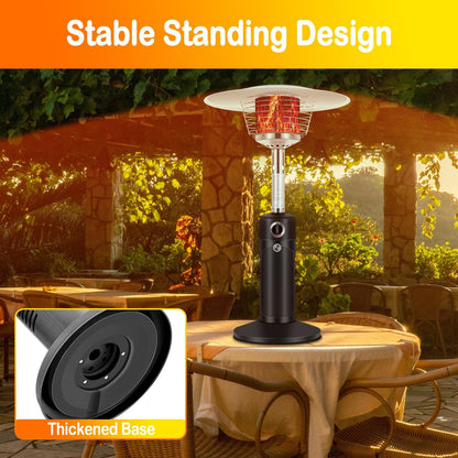 Hykolity 13,000 BTU Propane Patio Heater, Mini Tabletop Outdoor Heater with Triple Protection System, Double-Layer Stainless Steel Burner, Outside Heaters for Garden, Patio and Residential, Black - CookCave