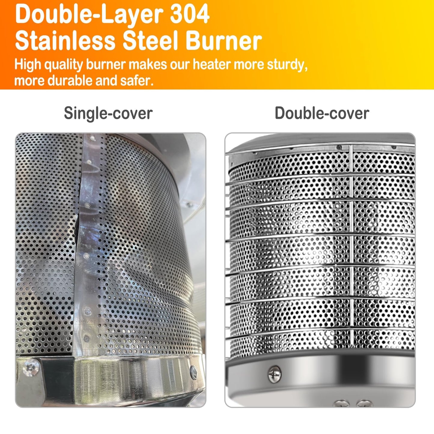 Hykolity 13,000 BTU Propane Patio Heater, Mini Tabletop Outdoor Heater with Triple Protection System, Double-Layer Stainless Steel Burner, Outside Heaters for Garden, Patio and Residential, Black - CookCave