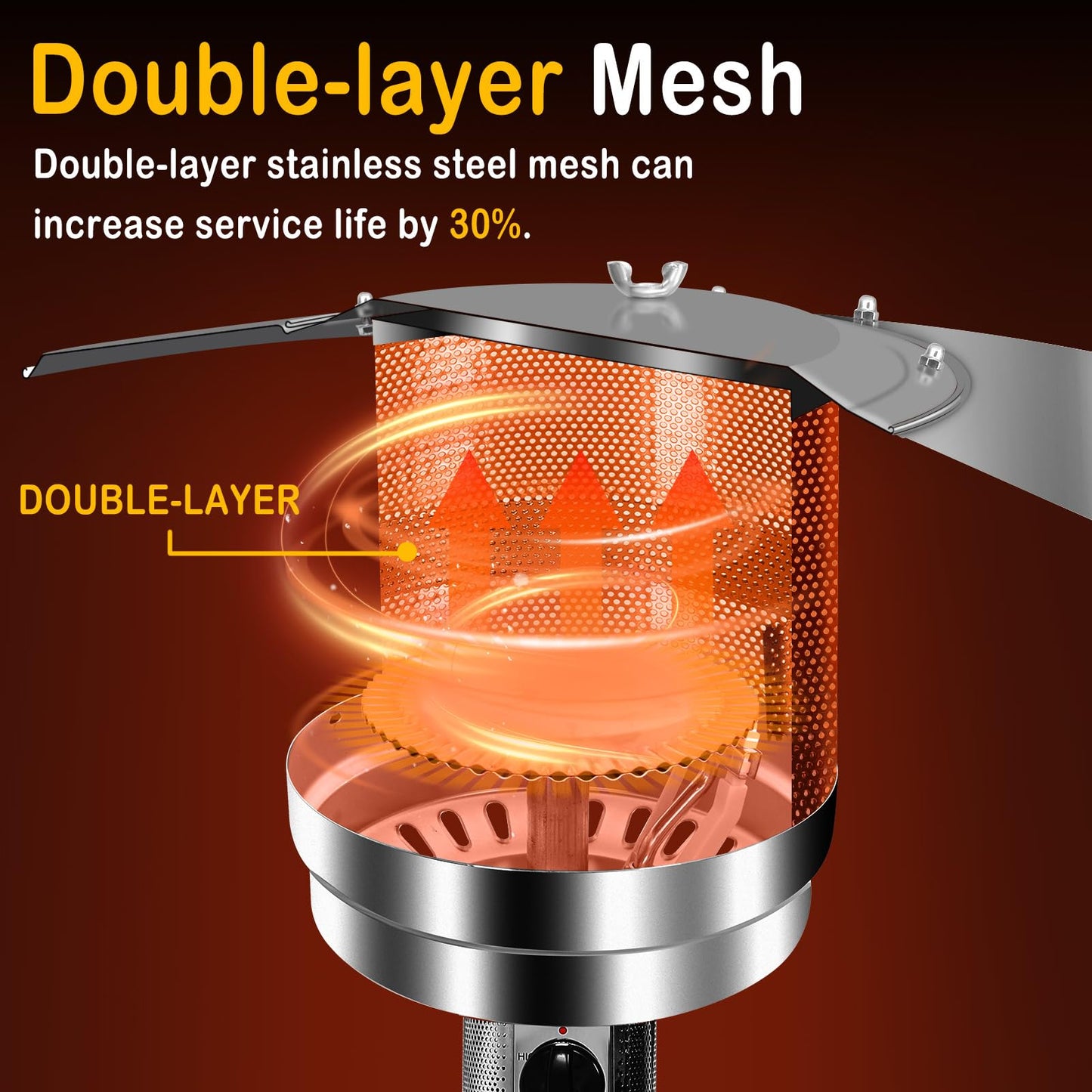 Hykolity 50,000 BTU Patio Heater with Sand Box, Table Design, Double-Layer Stainless Steel Burner, Wheels, Tip-over Protection System, Outdoor Heater for Home and Residential, Brown - CookCave