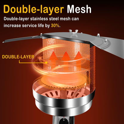 Hykolity 50,000 BTU Patio Heater with Sand Box, Table Design, Double-Layer Stainless Steel Burner, Wheels, Tip-over Protection System, Outdoor Heater for Home and Residential, Brown - CookCave