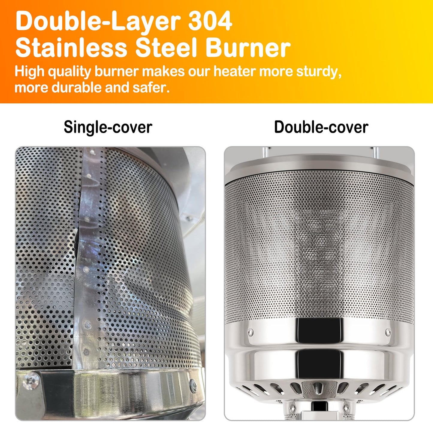 Hykolity 50,000 BTU Patio Heater with Sand Box, Table Design, Double-Layer Stainless Steel Burner, Wheels, Tip-over Protection System, Outdoor Heater for Home and Residential, Brown - CookCave