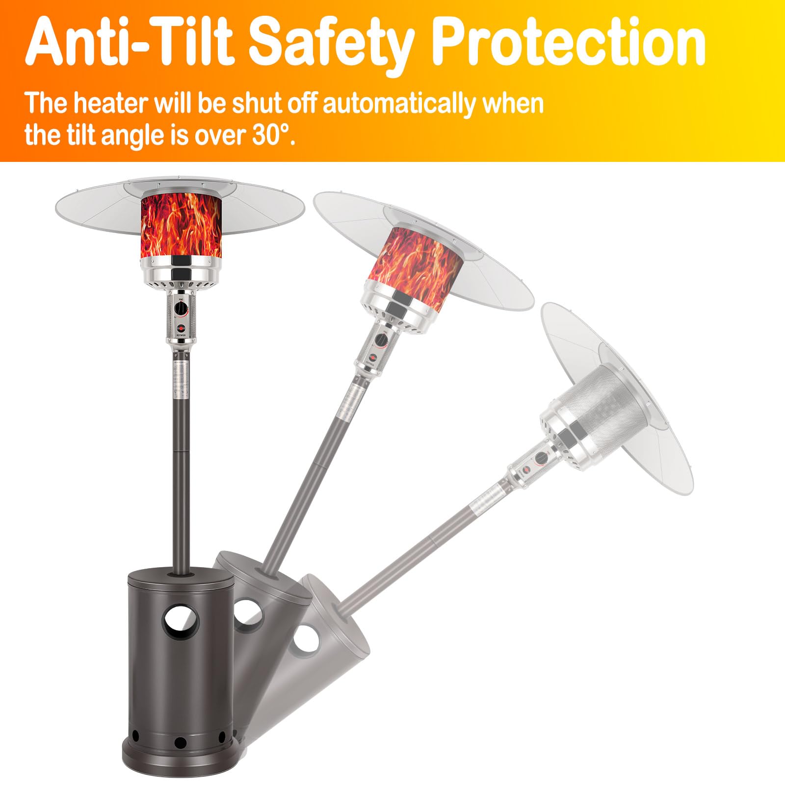 Hykolity 50,000 BTU Patio Heater with Sand Box, Table Design, Double-Layer Stainless Steel Burner, Wheels, Tip-over Protection System, Outdoor Heater for Home and Residential, Brown - CookCave