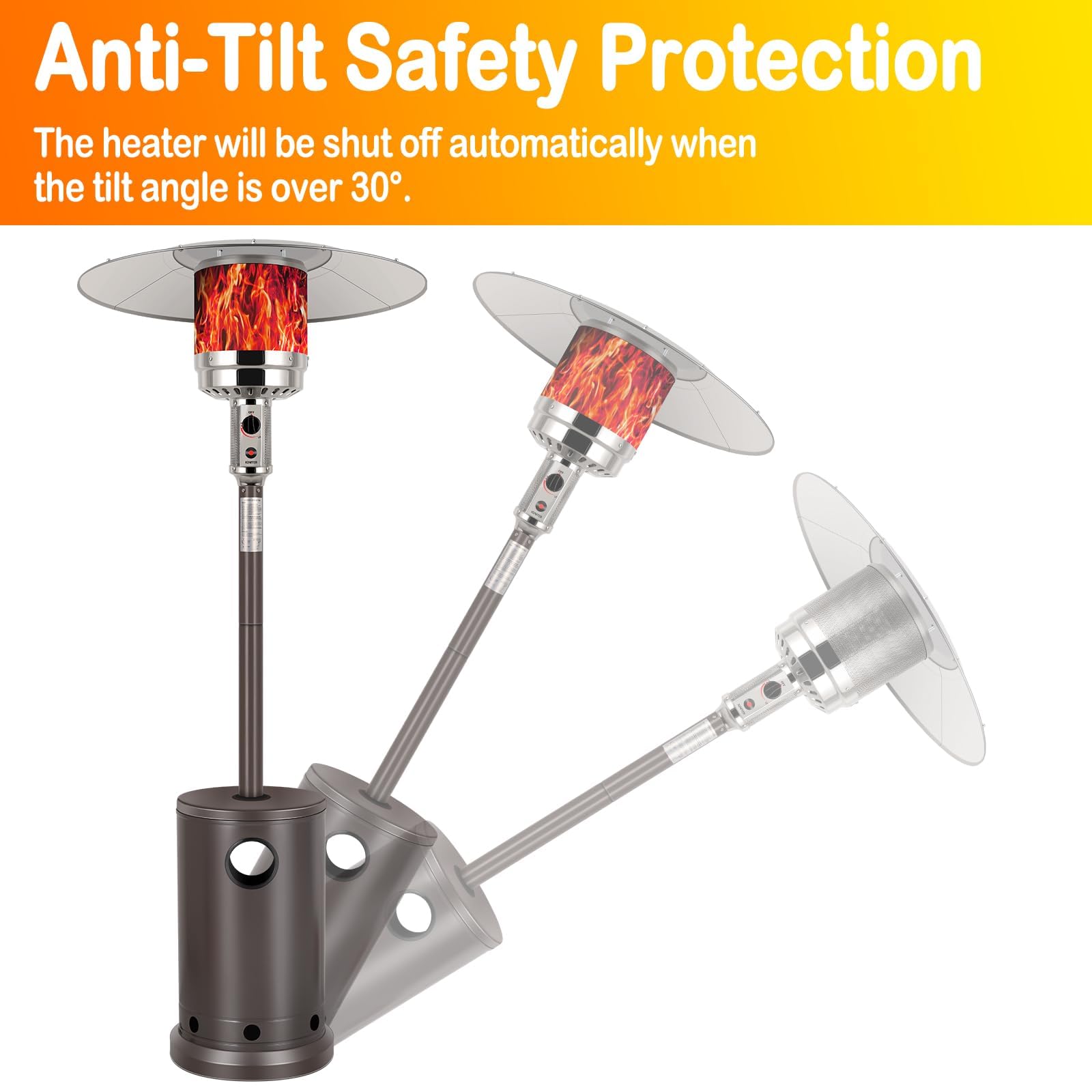 Hykolity 50,000 BTU Propane Patio Heater with Table Design, Stainless Steel Burner, Triple Protection System, Wheels, Outdoor Heaters for Patio, Garden, Commercial and Residentia(Brown) - CookCave