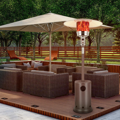 Hykolity 50,000 BTU Propane Patio Heater with Table Design, Stainless Steel Burner, Triple Protection System, Wheels, Outdoor Heaters for Patio, Garden, Commercial and Residentia(Brown) - CookCave