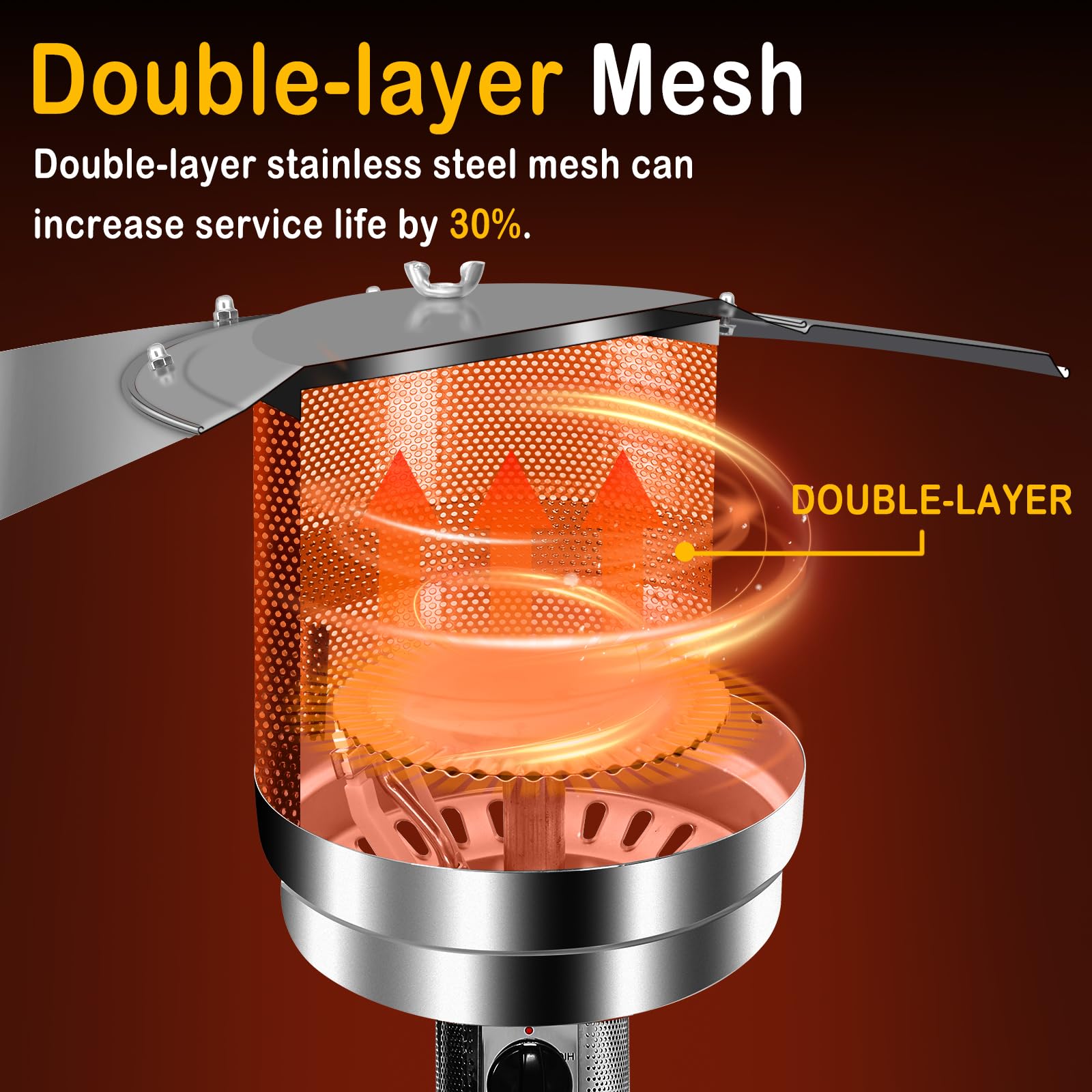 Hykolity 50,000 BTU Propane Patio Heater with Table Design, Stainless Steel Burner, Triple Protection System, Wheels, Outdoor Heaters for Patio, Garden, Commercial and Residentia(Brown) - CookCave