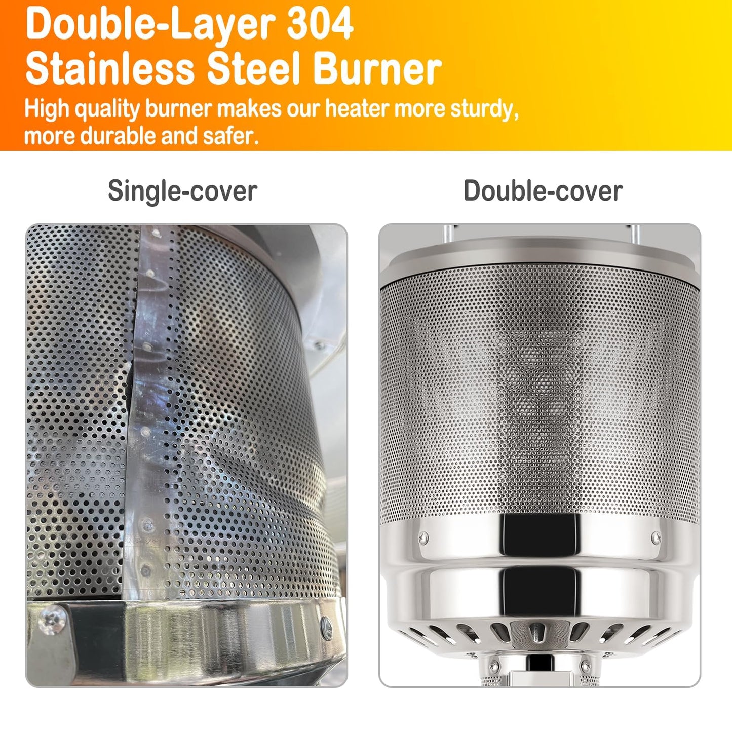 Hykolity 50,000 BTU Propane Patio Heater with Table Design, Stainless Steel Burner, Triple Protection System, Wheels, Outdoor Heaters for Patio, Garden, Commercial and Residentia(Brown) - CookCave