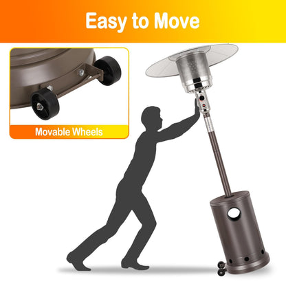 Hykolity 50,000 BTU Propane Patio Heater with Table Design, Stainless Steel Burner, Triple Protection System, Wheels, Outdoor Heaters for Patio, Garden, Commercial and Residentia(Brown) - CookCave