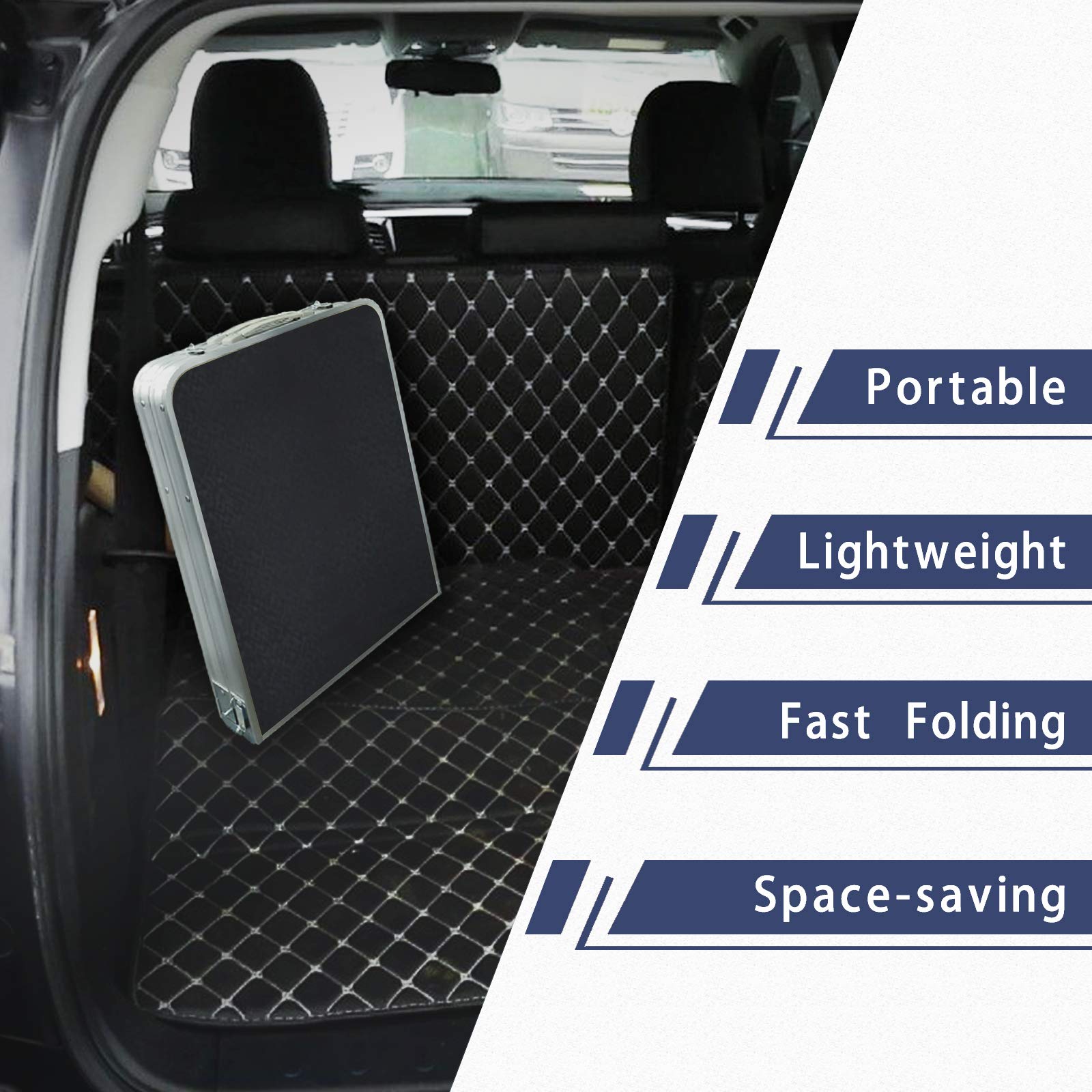 HYMnature Folding Camping Table with Storage Compartment Aluminum Lightweight Camp Kitchen Table Height Adjustable Indoor/Outdoor Table Perfect for Tailgating, Backyards, BBQ,Picnic, Black - CookCave