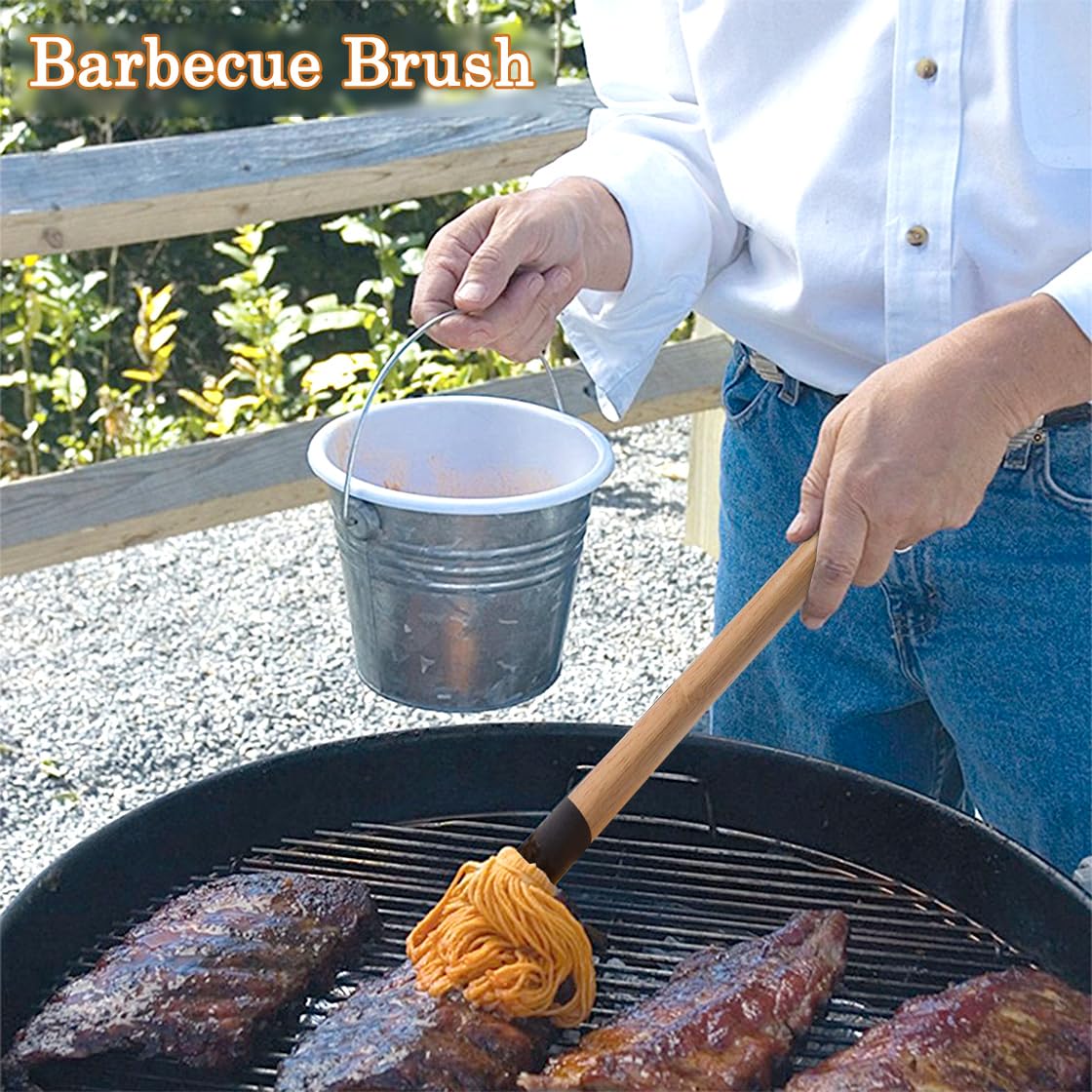 HyzaPhix 18 Inch BBQ Mop Brush Long Handle Grill Basting Brush with 4 Replacement Heads for Barbecue Grilling Smoking Steak Kitchen Cooking - CookCave