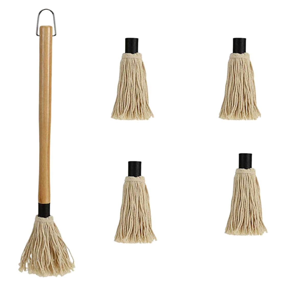 HyzaPhix 18 Inch BBQ Mop Brush Long Handle Grill Basting Brush with 4 Replacement Heads for Barbecue Grilling Smoking Steak Kitchen Cooking - CookCave