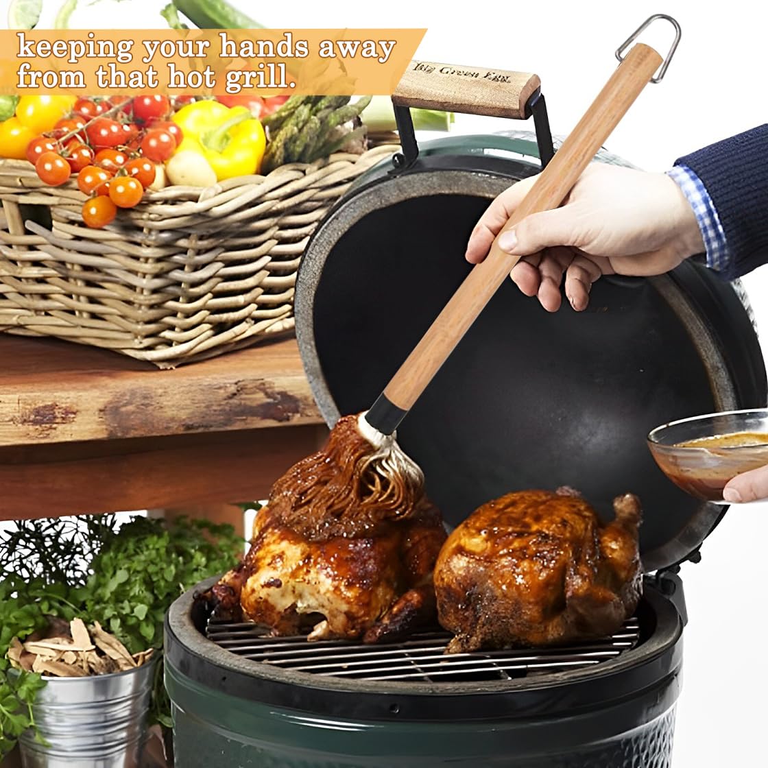 HyzaPhix 18 Inch BBQ Mop Brush Long Handle Grill Basting Brush with 4 Replacement Heads for Barbecue Grilling Smoking Steak Kitchen Cooking - CookCave