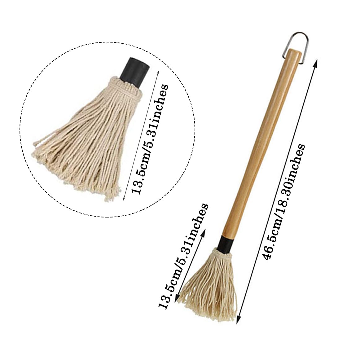 HyzaPhix 18 Inch BBQ Mop Brush Long Handle Grill Basting Brush with 4 Replacement Heads for Barbecue Grilling Smoking Steak Kitchen Cooking - CookCave