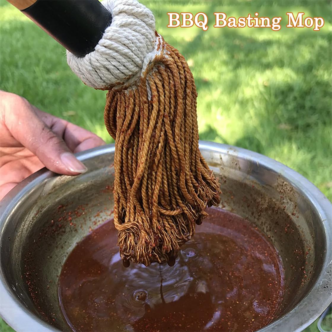 HyzaPhix 18 Inch BBQ Mop Brush Long Handle Grill Basting Brush with 4 Replacement Heads for Barbecue Grilling Smoking Steak Kitchen Cooking - CookCave
