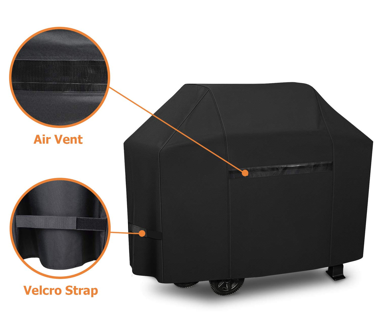 iCOVER Grill Cover- 82 Inch 600D Heavy-Duty Water Proof Patio Outdoor Black Canvas Oversize BBQ Barbecue Smoker Grills Covers G21607 for Weber Char-Broil Brinkmann Holland Napoleon JennAir - CookCave